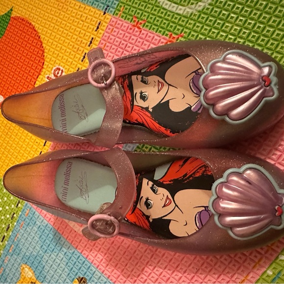Mini Melissa Glittery Pink Ariel Dress Shoes - Picture 1 of 10